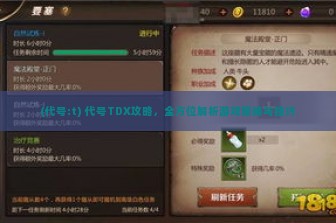 (代号:t) 代号TDX攻略，全方位解析游戏策略与技巧